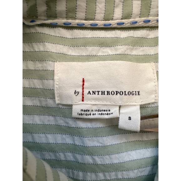 Anthropologie Striped Collared Long Sleeve Button Down Shirt Mini Dress - Picture 8 of 10